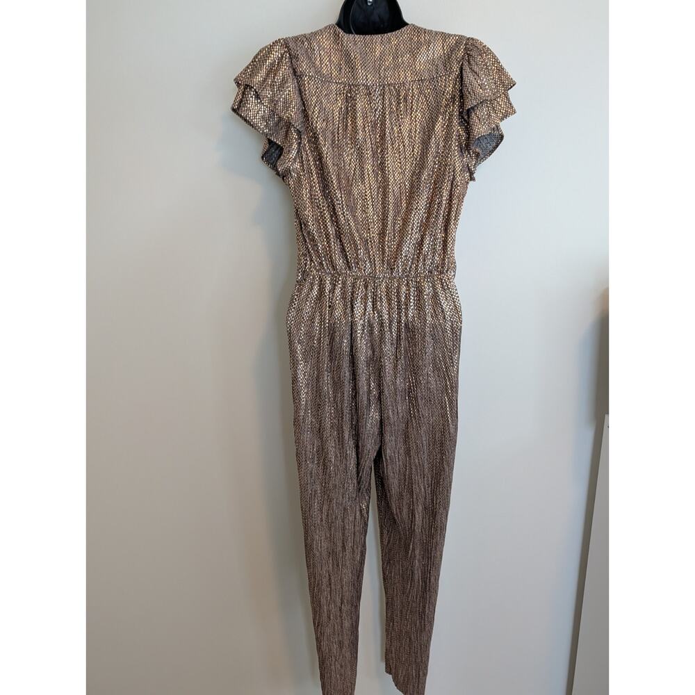 Sabina Musayev Gold Metallic Jumpsuit Size Xs No Belt - Picture 7 of 11